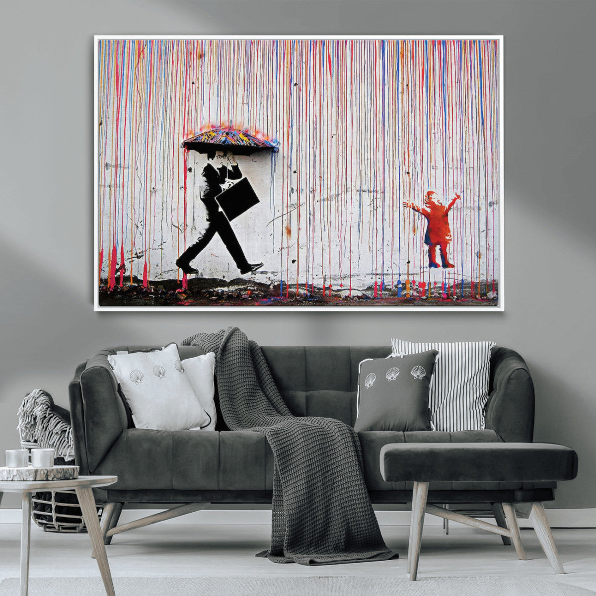Banksy Wall Art Canvas Print, Framed Graffiti Art Picture