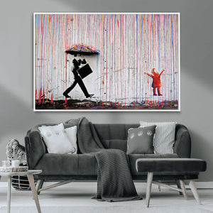 Banksy Wall Art Canvas Print, Framed Graffiti Art Picture