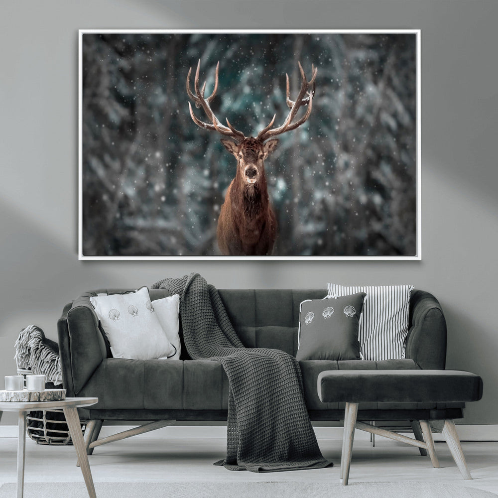 Wall Art Deer Art Animal Canvas, Framed Wall Art Deer Canvas