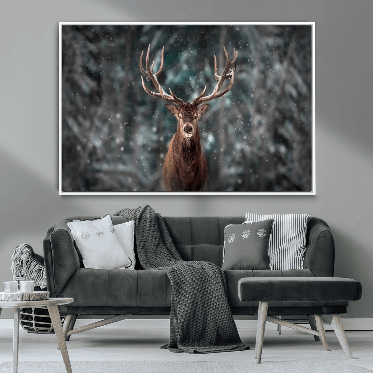 Wall Art Deer Art Animal Canvas, Framed Wall Art Deer Canvas
