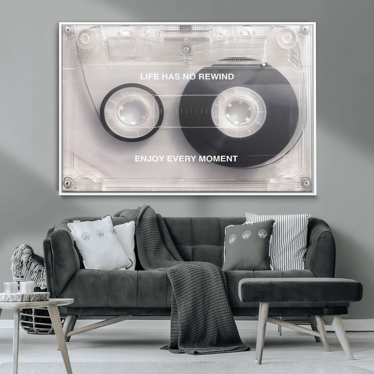 Vintage Cassette Tape Canvas Wall Art - Inspirational 'Life