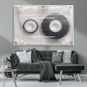 Vintage Cassette Tape Canvas Wall Art - Inspirational 'Life