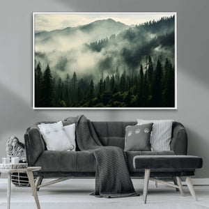 Captivating Misty Forest Wall Art Premium Canvas Print a