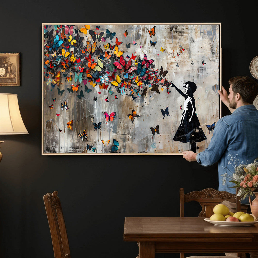 Banksy Wall Art - Banksy Girl and Butterfly Explosion Wall