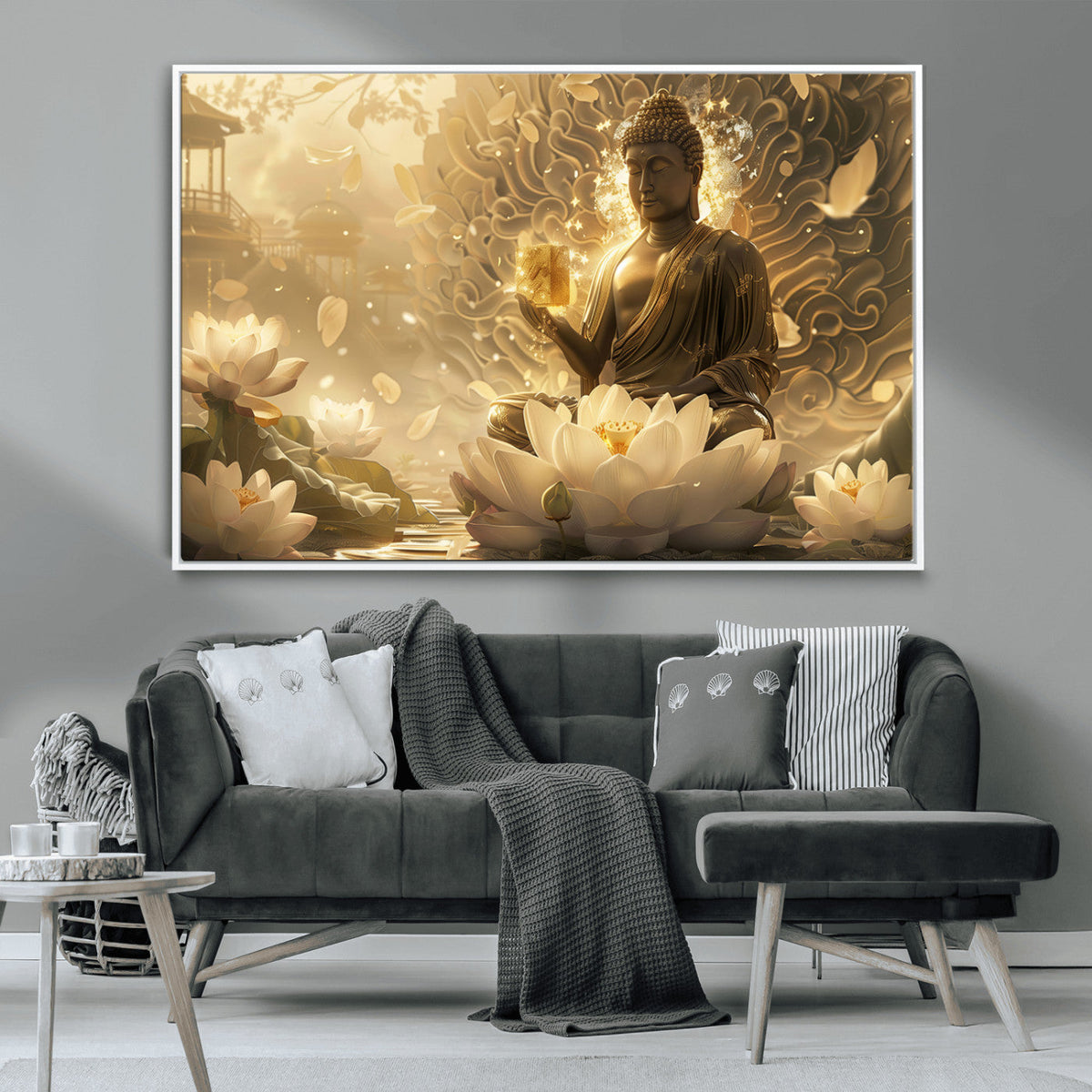 Golden Buddha Wall Art | Yoga Room Decor and Meditation Room