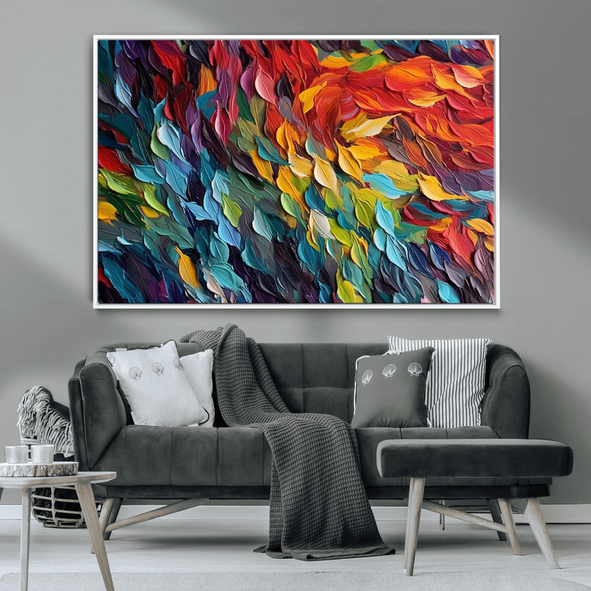 Vibrant Abstract Leaf Wall Art Canvas Print | Bold Colorful