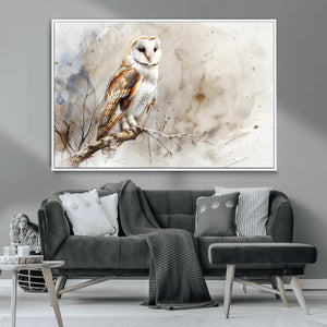 Barn Owl Wall Art | Watercolor Canvas Print | Perfect for