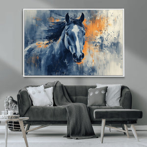 Abstract Blue Horse Wall Art Print Canvas | Horse Wall Art