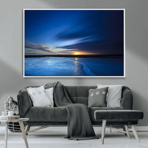 Blue Sunset Ocean Canvas Wall Art Print – Serene Coastal