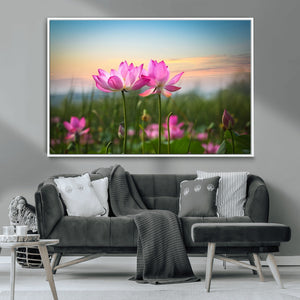 Pink Flower on the Mountain Canvas Print, Framed Pink Flower