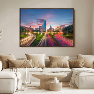 Dallas City Lights Large Wall Art Dallas Cityscape Canvas