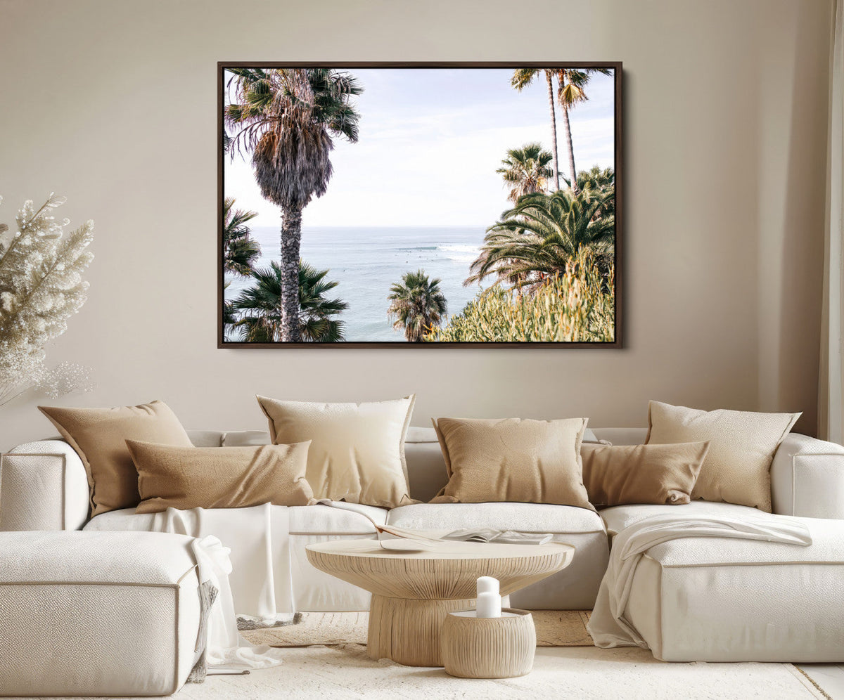 Coastal Palm Trees Wall Art Canvas Print – Framed Ocean