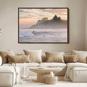 Sunset Surfing Wall Art Canvas Print – Framed Misty