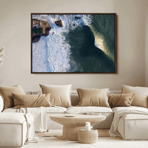 Nazare Coast Wall Art Canvas Print – Framed Aerial Ocean Art