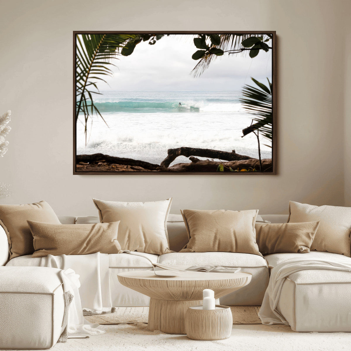Tropical Surf Wall Art Canvas Print – Framed Palm Tree View