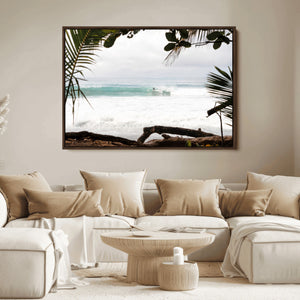 Tropical Surf Wall Art Canvas Print – Framed Palm Tree View