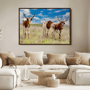 Texas Longhorn Wall Art Canvas Print – Framed Western Decor