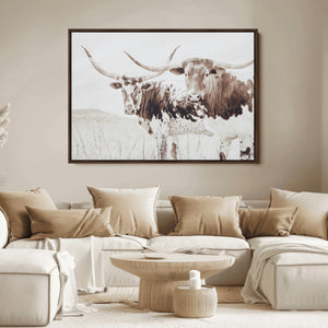 Longhorn Wall Art Canvas Print – Framed Western Cow Canvas