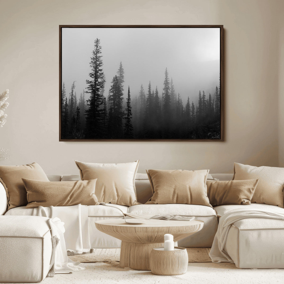 Misty Pines Wall Art Canvas Print – Framed Woodland