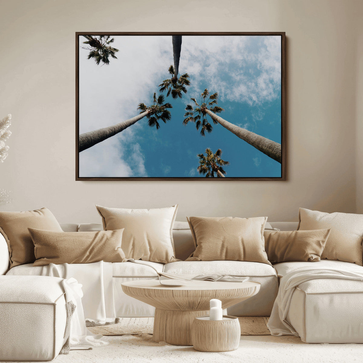 Tropical Palm Trees Wall Art Canvas Print Framed California