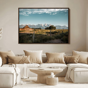 Rustic Farmhouse Wall Art Canvas Print – Framed Mountain