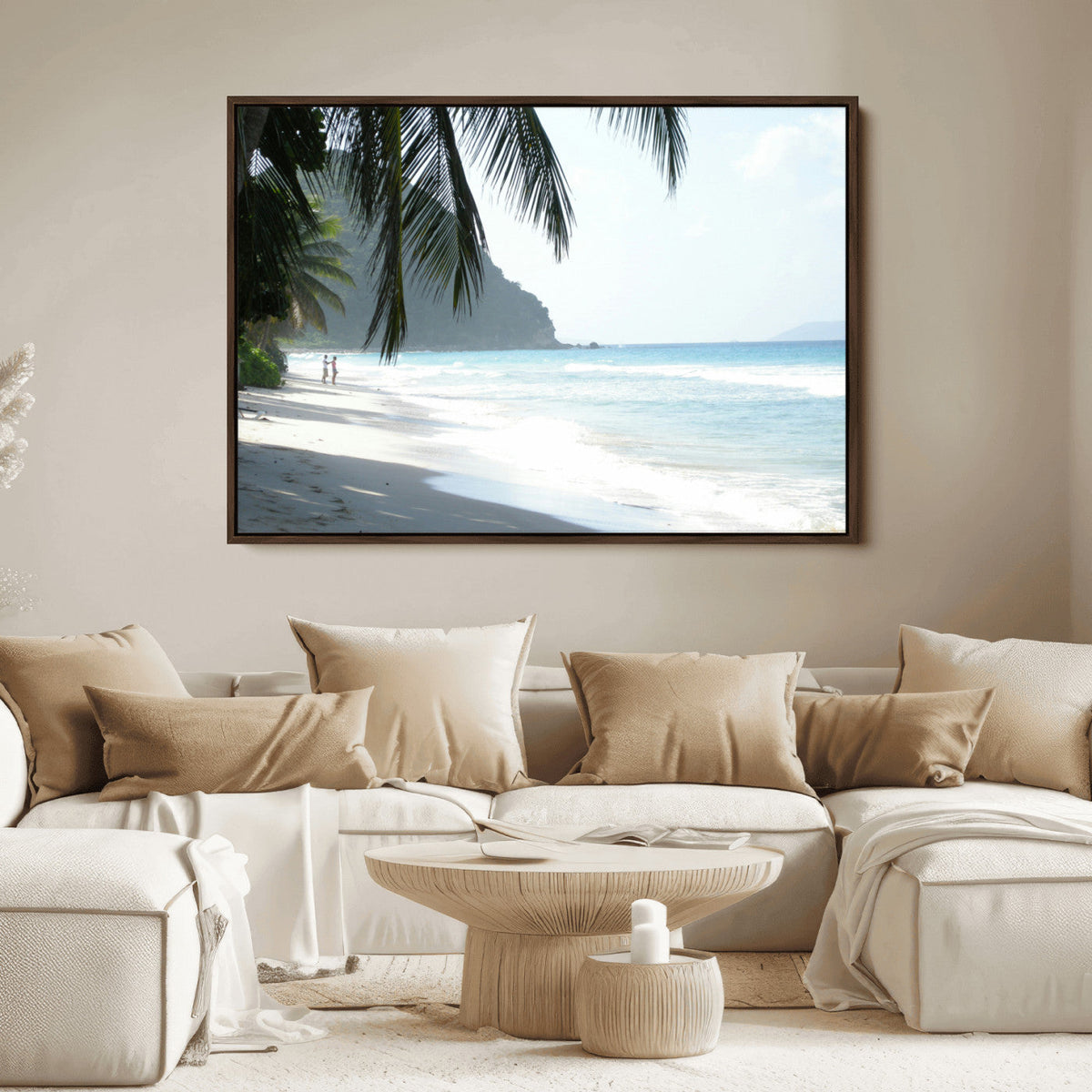 Tropical Beach Wall Art Canvas Print – Framed Serene Ocean