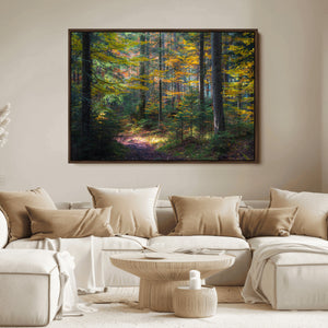 Autumn Forest Wall Art Canvas Print – Framed Fall Woodland