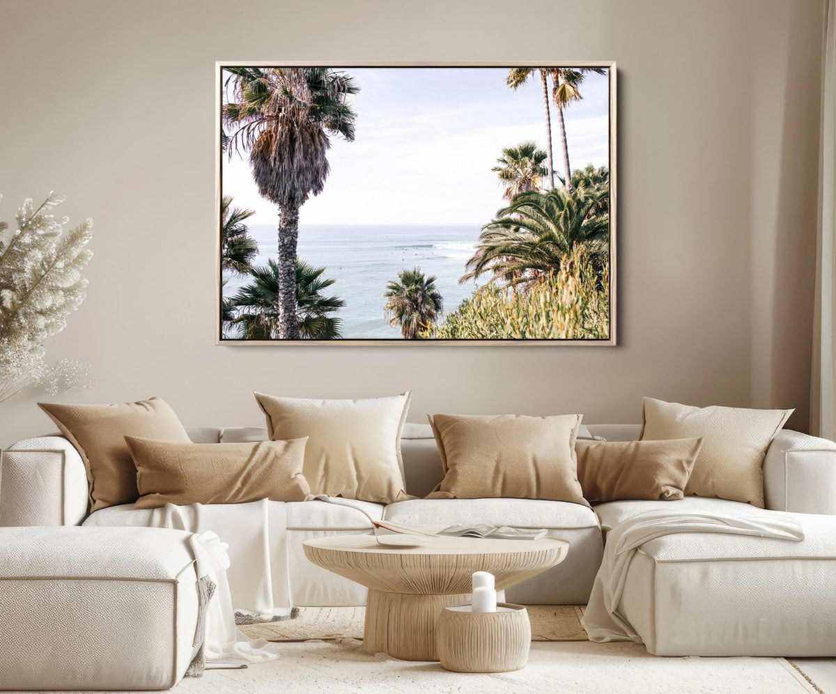 Coastal Palm Trees Wall Art Canvas Print – Framed Ocean