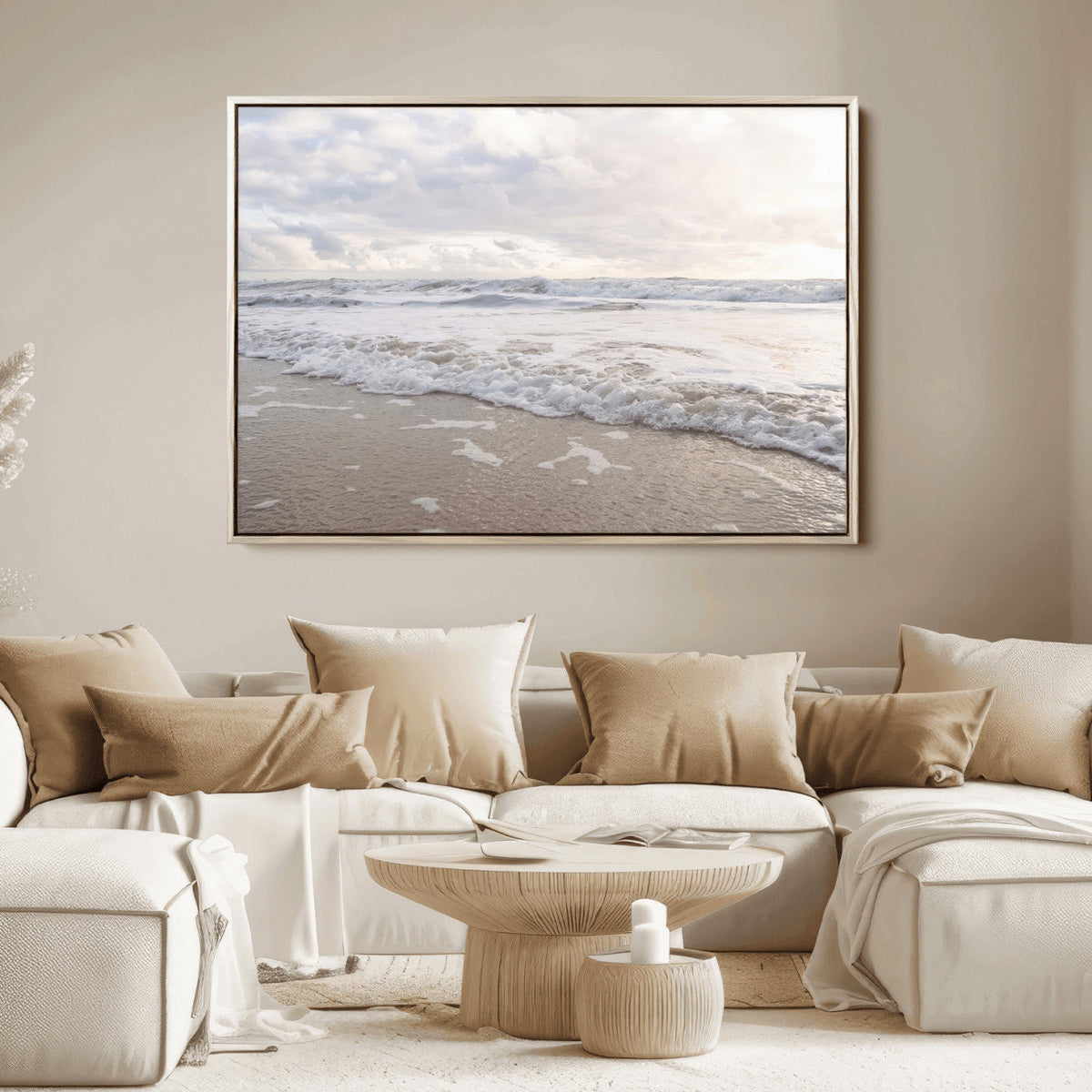Ocean Waves Wall Art Canvas Print – Framed Coastal Shoreline