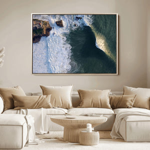 Nazare Coast Wall Art Canvas Print – Framed Aerial Ocean Art