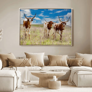 Texas Longhorn Wall Art Canvas Print – Framed Western Decor