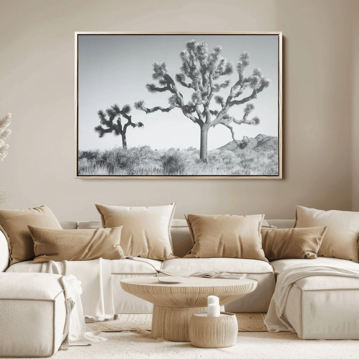 Joshua Tree Wall Art Canvas Print – Black and White Desert