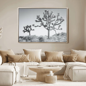 Joshua Tree Wall Art Canvas Print – Black and White Desert