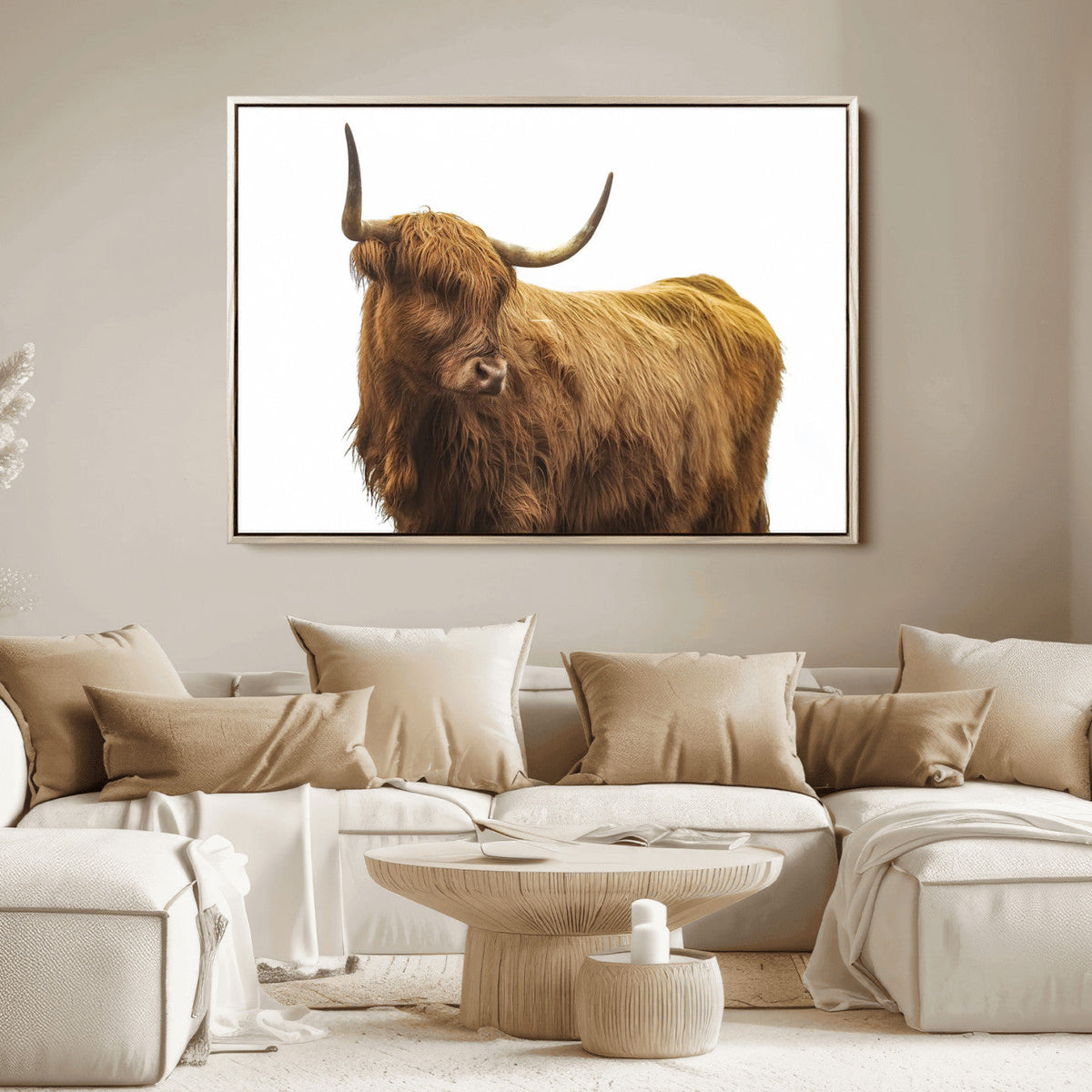 Highland Cow Wall Art Canvas Print – Framed Farmhouse Wall