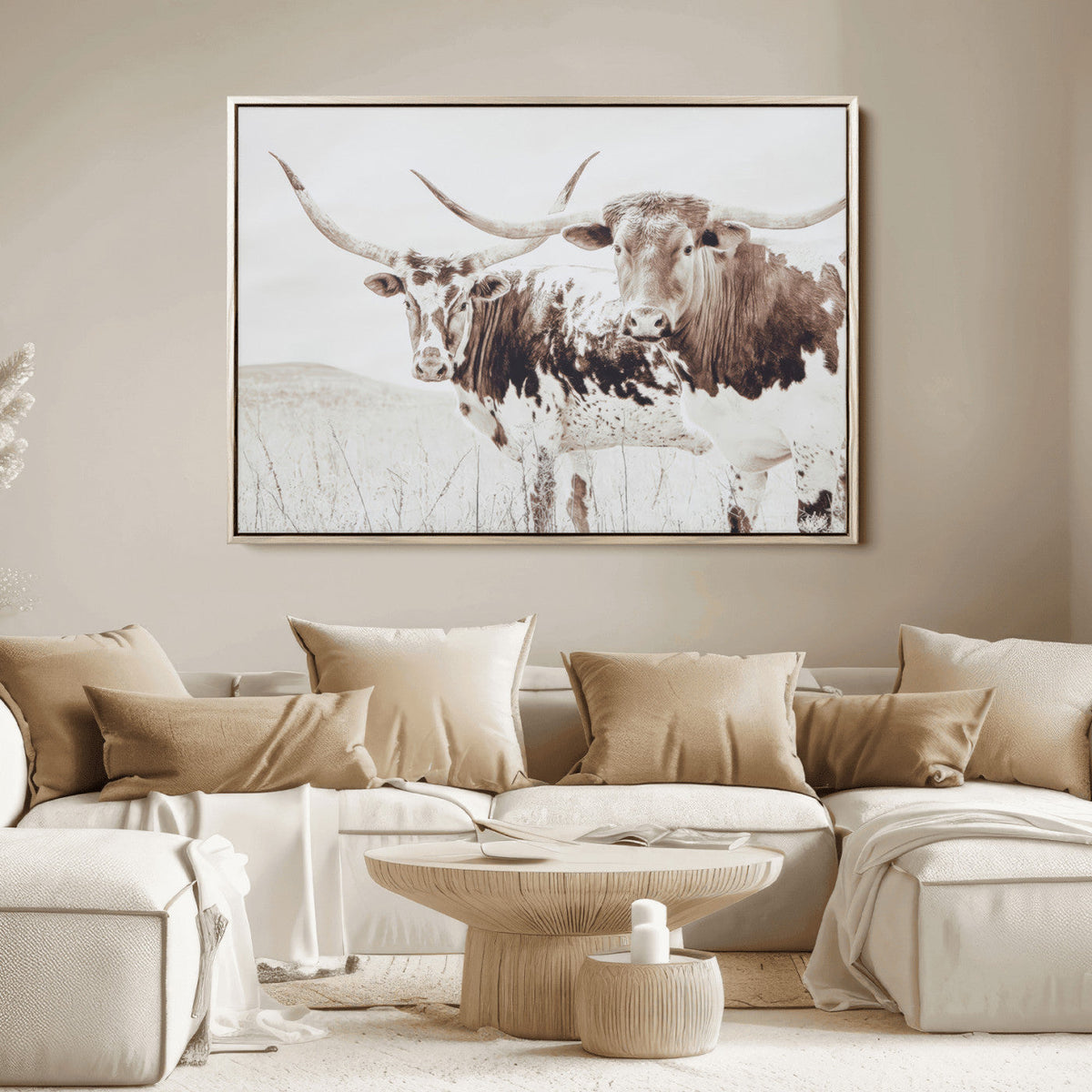 Longhorn Wall Art Canvas Print – Framed Western Cow Canvas