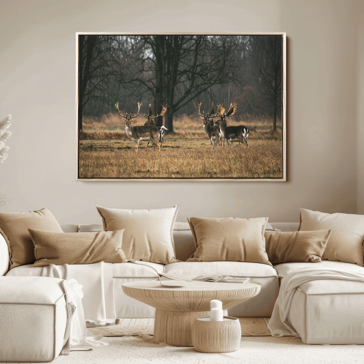 Deer Wall Art Canvas Print – Framed Rustic Wildlife Art