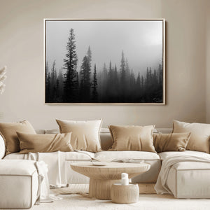 Misty Pines Wall Art Canvas Print – Framed Woodland