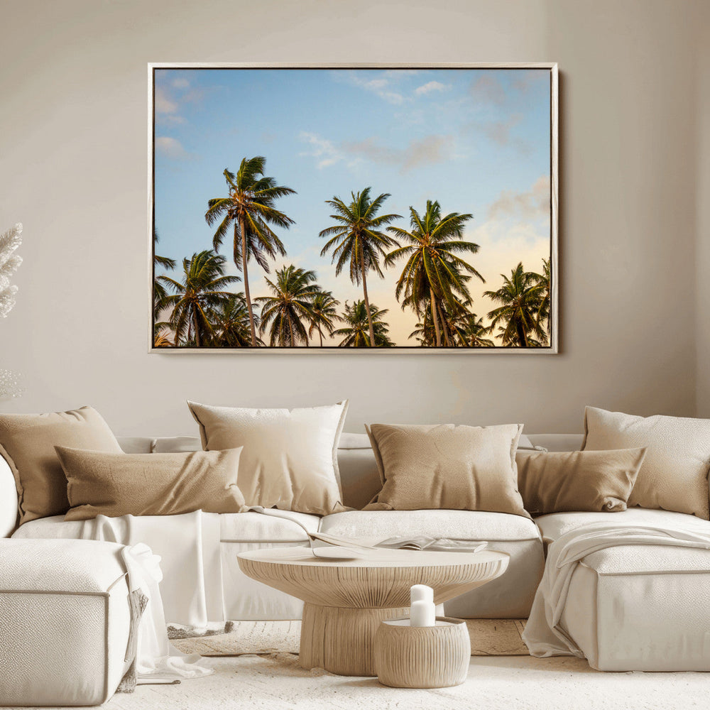 Palm Trees Wall Art Canvas Print – Framed Tropical Vibes Art
