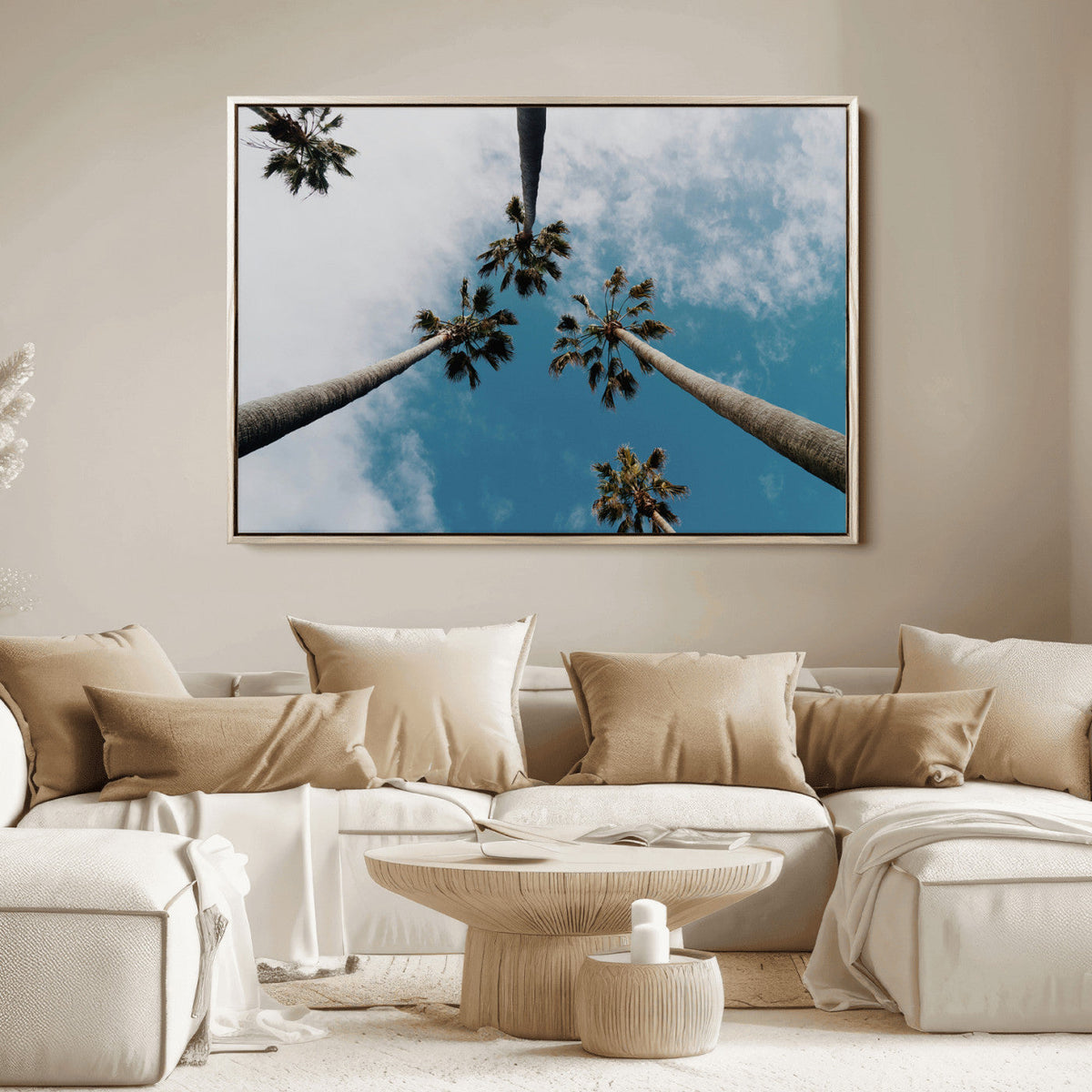 Tropical Palm Trees Wall Art Canvas Print Framed California