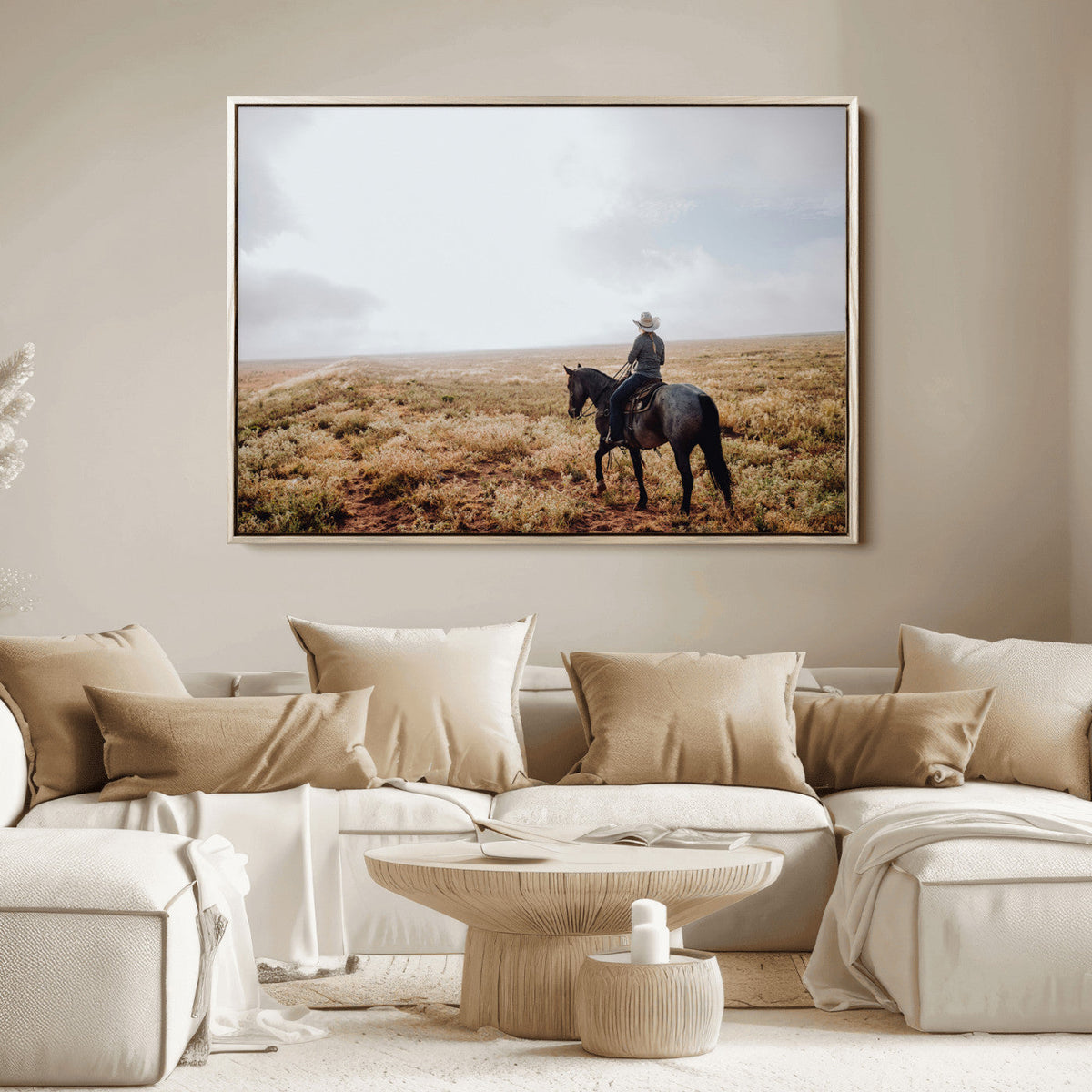 Cowboy Wall Art Canvas Print – Framed Western Ranch Scene