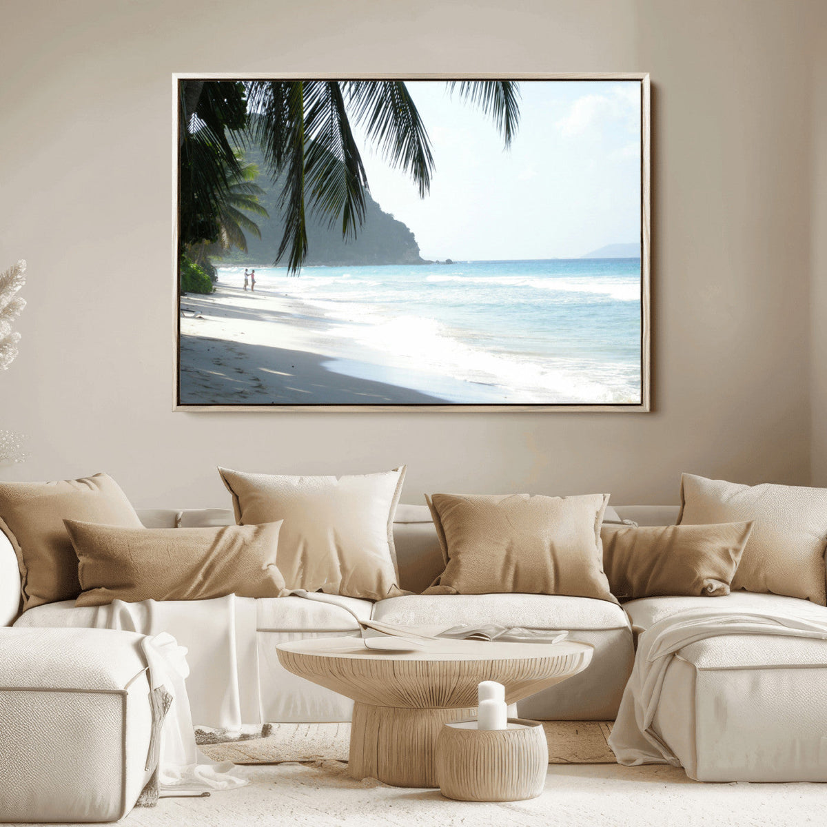 Tropical Beach Wall Art Canvas Print – Framed Serene Ocean