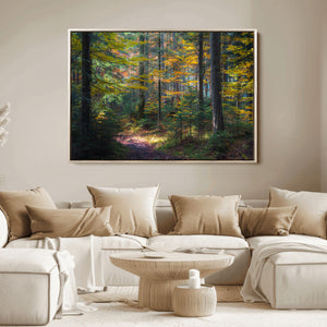 Autumn Forest Wall Art Canvas Print – Framed Fall Woodland