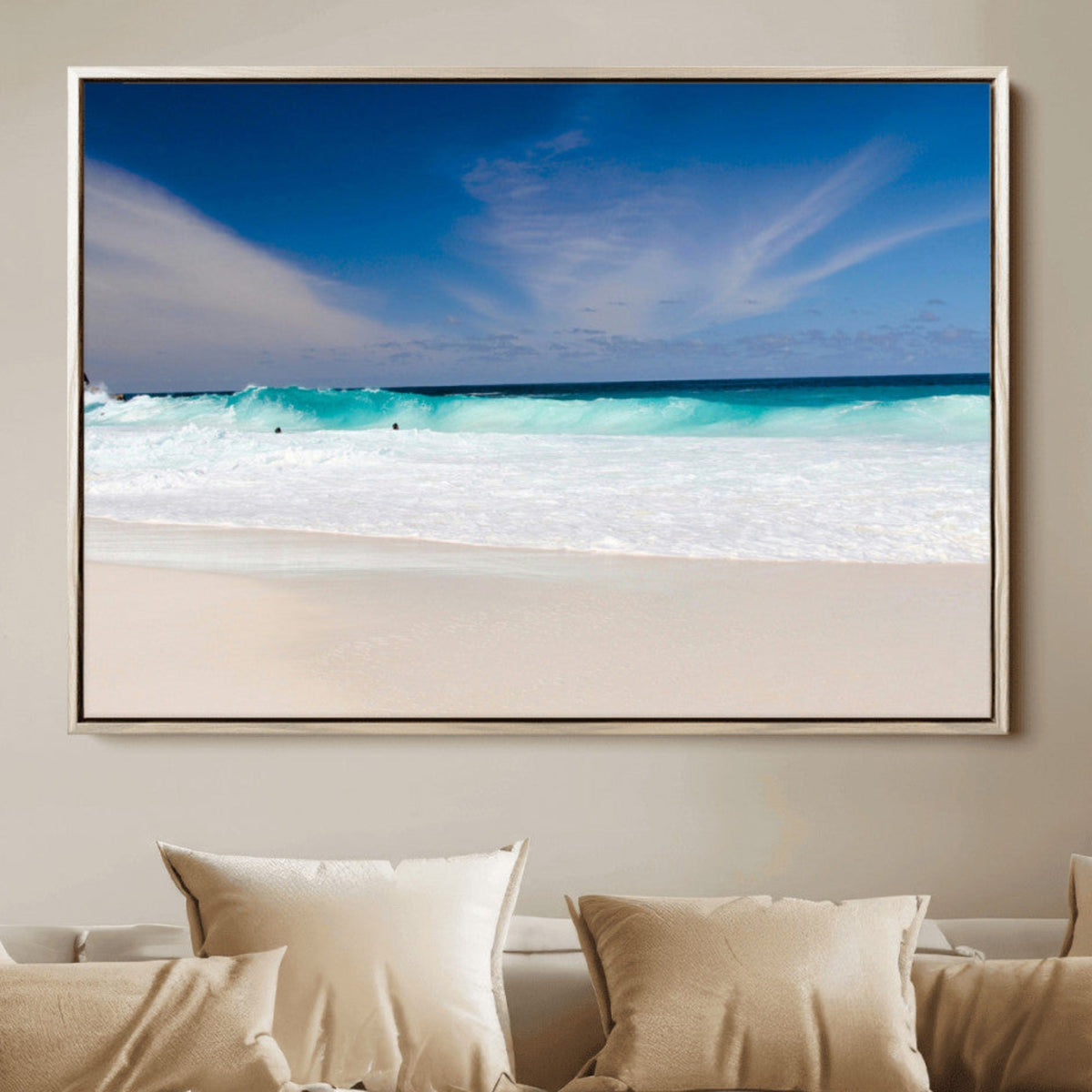 Ocean Breeze Wall Art Canvas Print, Aqua Waves and Coastal