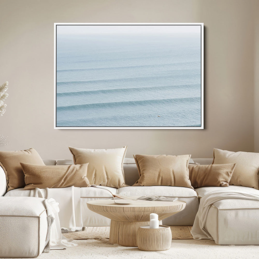Ocean Waves Wall Art Canvas Print – Framed Solo Surfer Wave