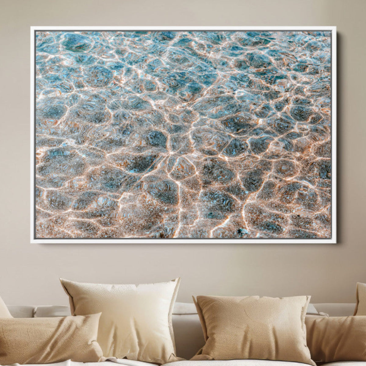 Clear Water Wall Art Canvas Print – Framed Sunlit Ocean