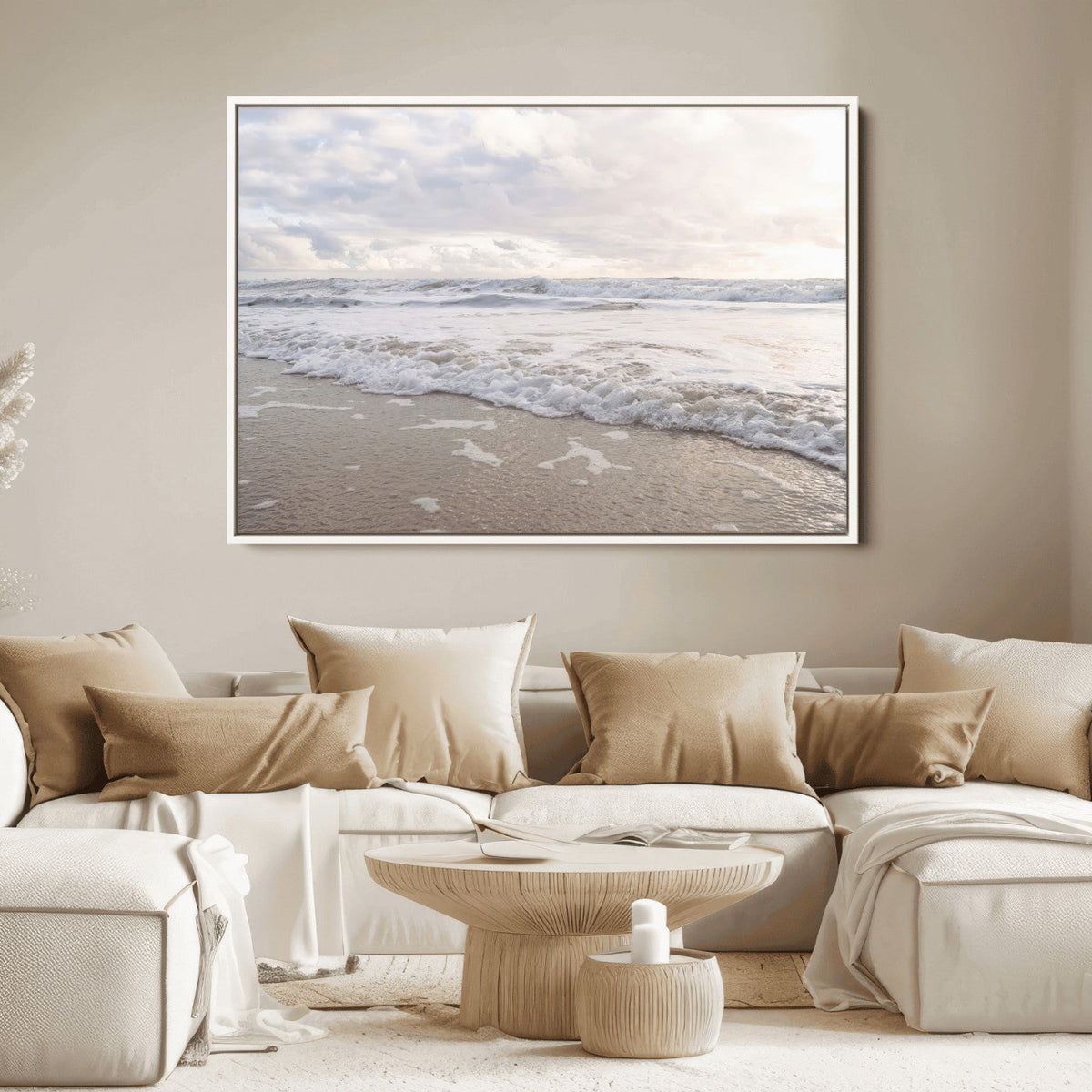 Ocean Waves Wall Art Canvas Print – Framed Coastal Shoreline