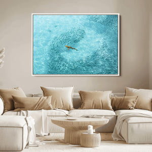 Fish Swarm Wall Art Canvas Print – Framed Marine Life Art