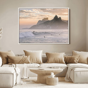 Sunset Surfing Wall Art Canvas Print – Framed Misty