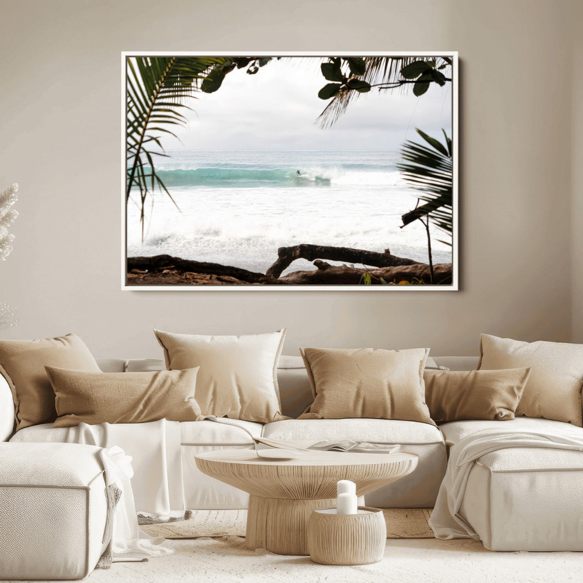Tropical Surf Wall Art Canvas Print – Framed Palm Tree View
