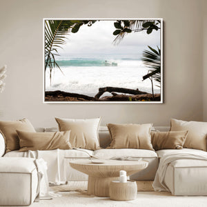 Tropical Surf Wall Art Canvas Print – Framed Palm Tree View